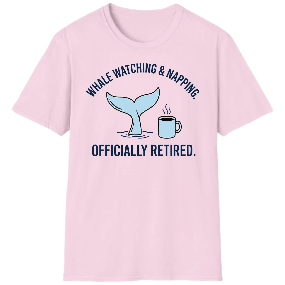 Whale Watching And Napping Officially Retired T-Shirt in Light Pink