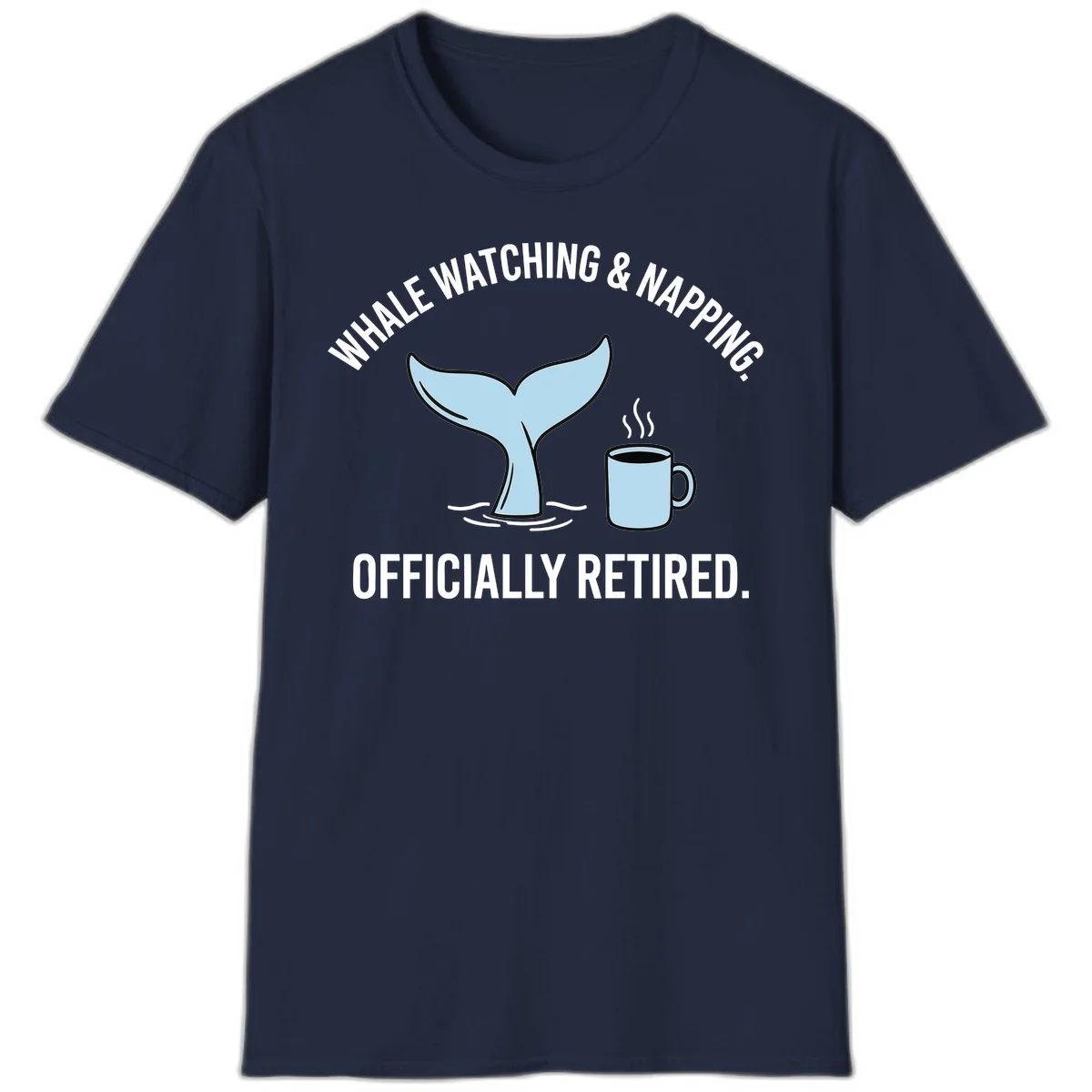 Whale Watching And Napping Officially Retired T-Shirt in Navy