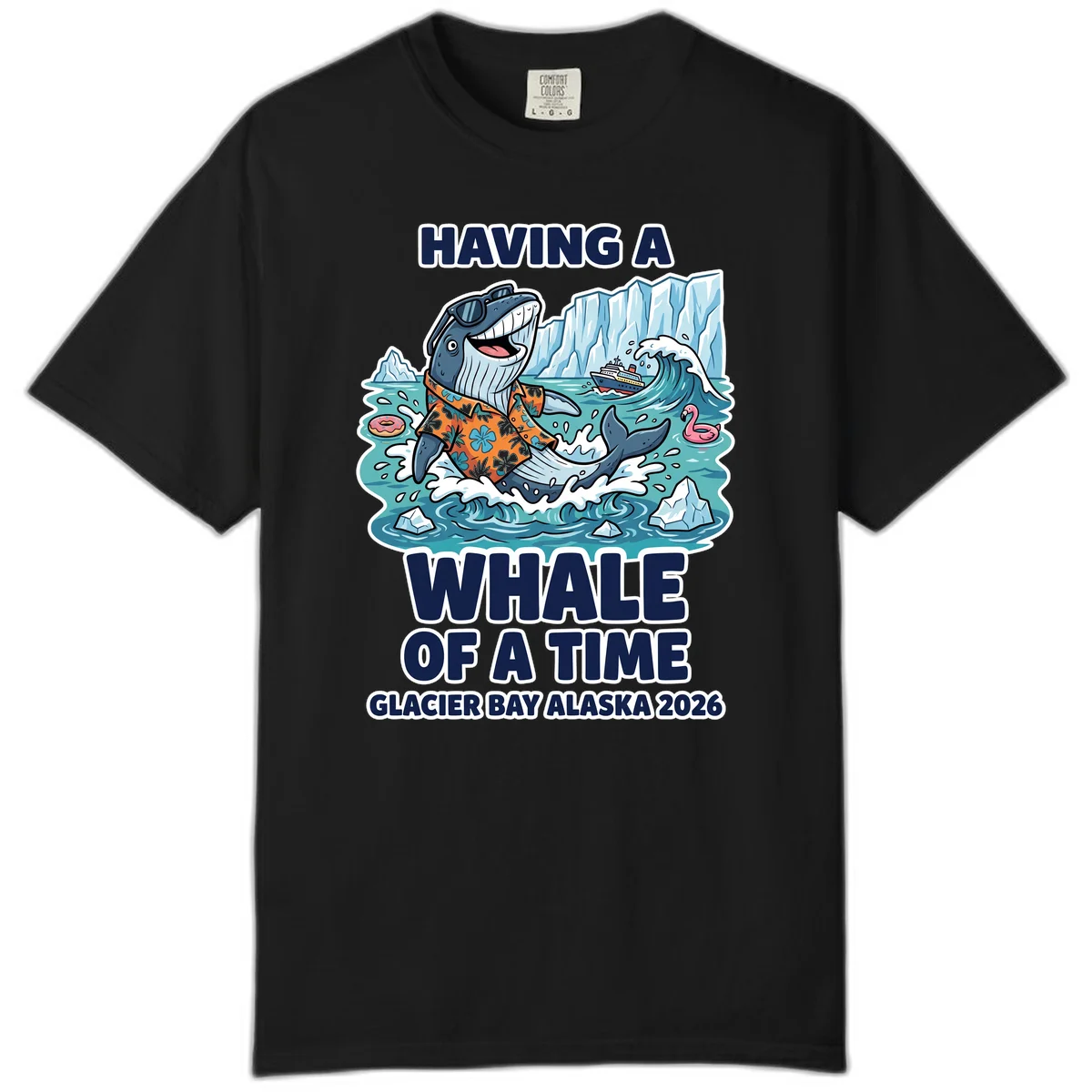 Having A Whale Of A Time Glacier Bay Comfort Color Tee in Black