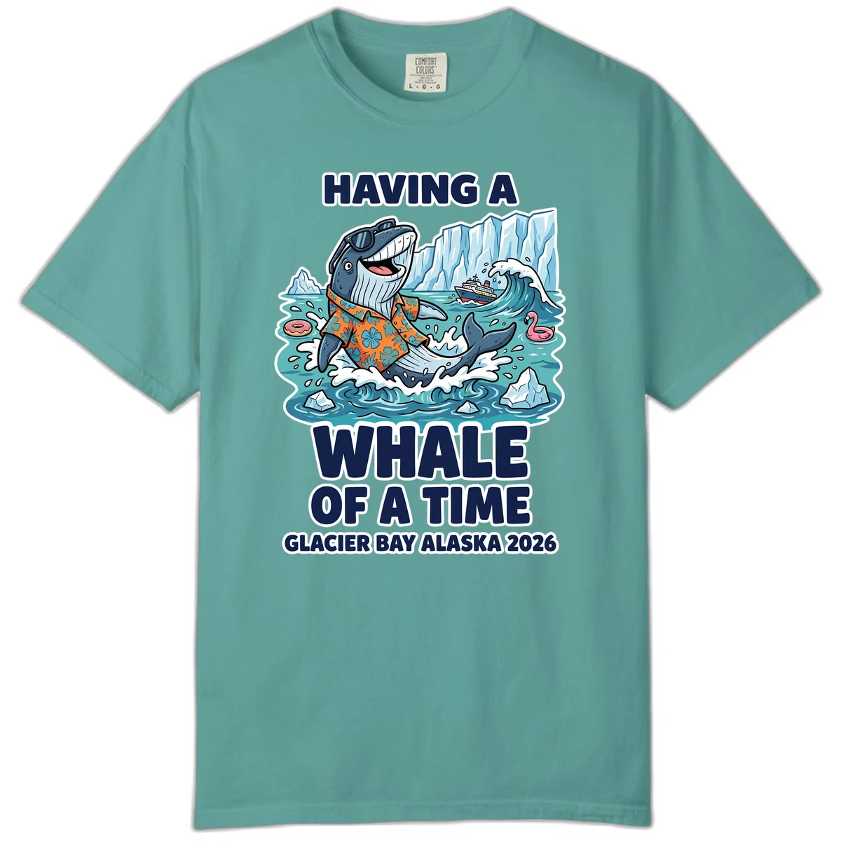 Having A Whale Of A Time Glacier Bay Comfort Color Tee in Seafoam