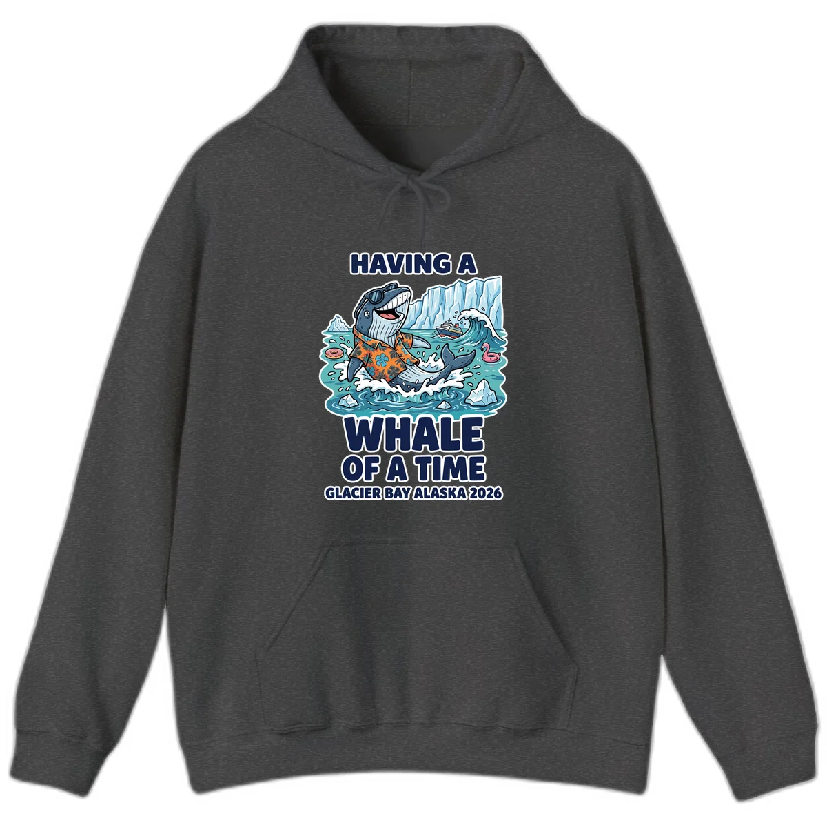 Having A Whale Of A Time Glacier Bay Hoodie in Dark Heather