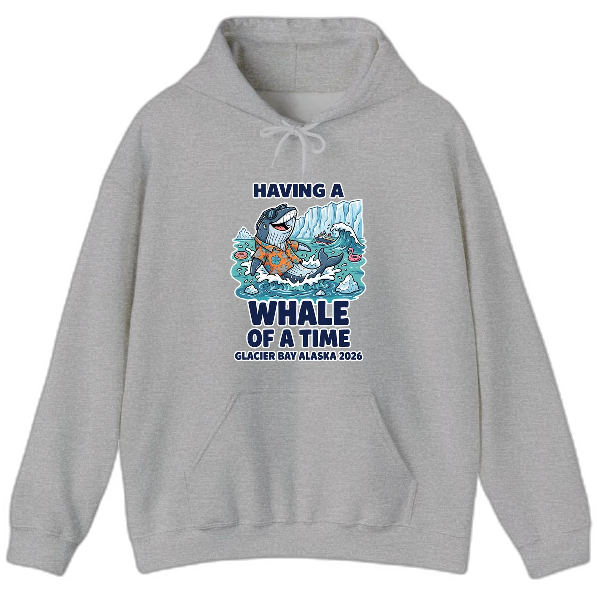 Having A Whale Of A Time Glacier Bay Hoodie in Sport Grey