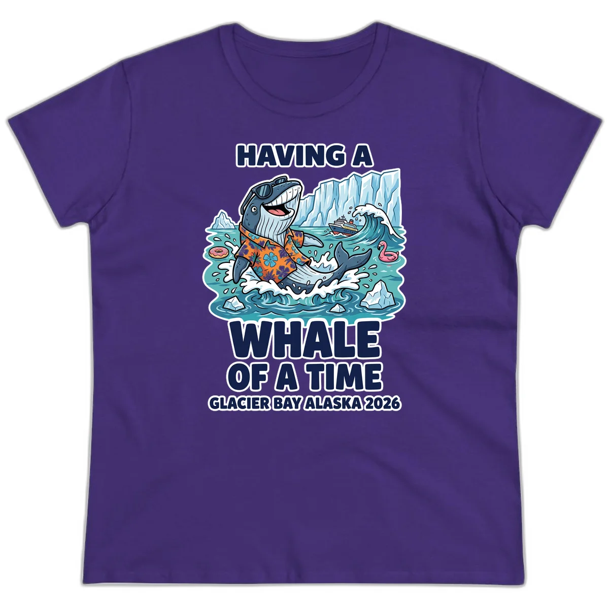 Having A Whale Of A Time Glacier Bay Ladies Tee in Purple