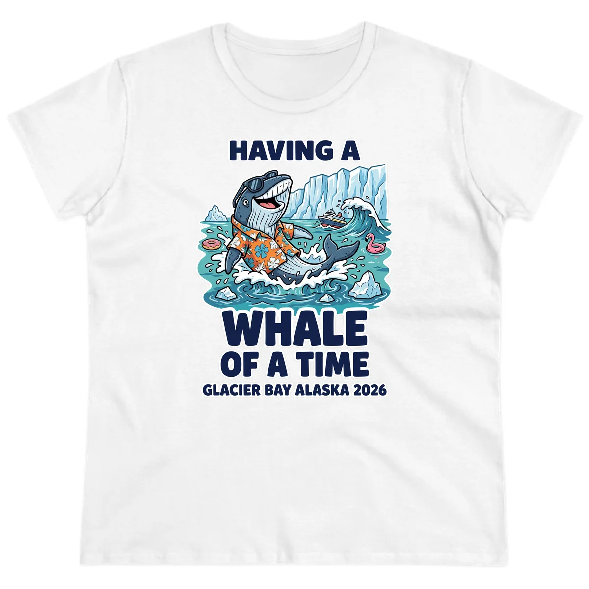 Having A Whale Of A Time Glacier Bay Ladies Tee in White