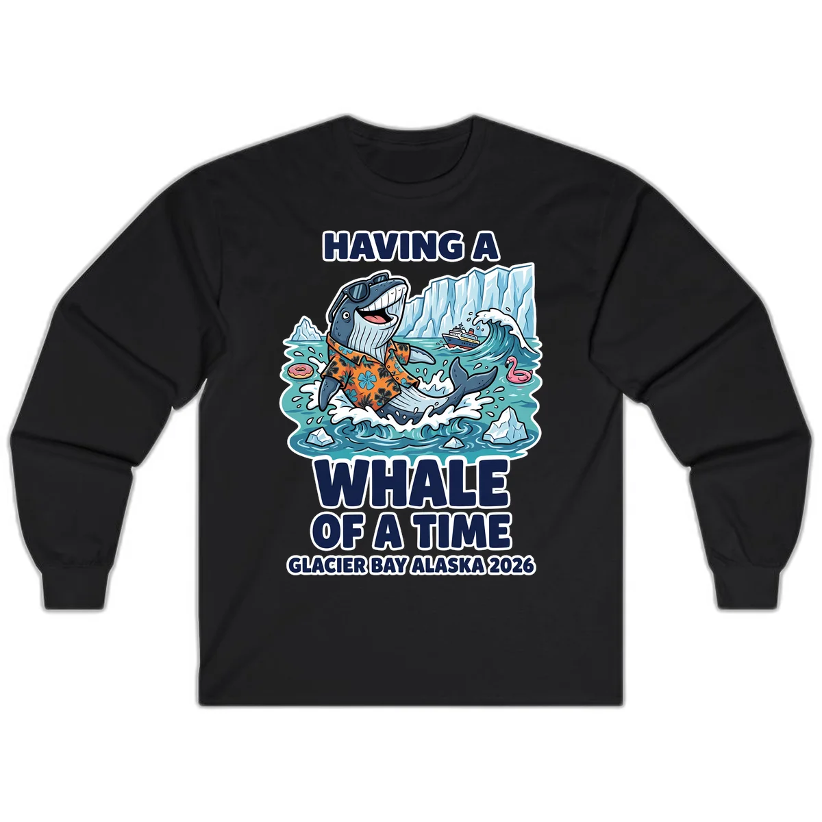 Having A Whale Of A Time Glacier Bay Long Sleeve Tee in Black