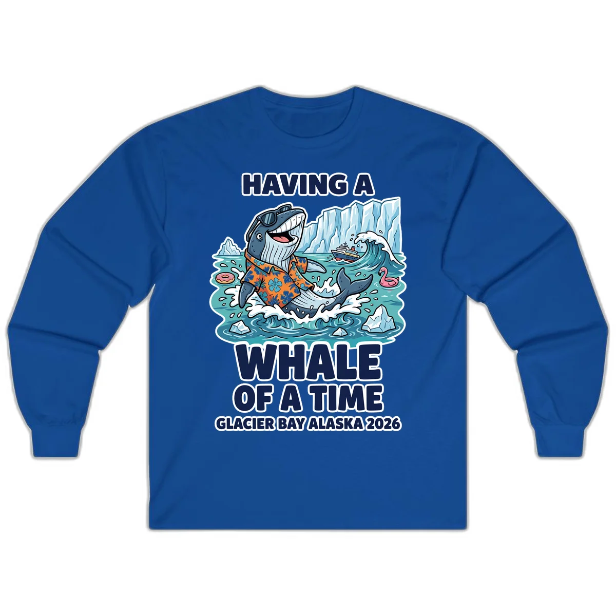 Having A Whale Of A Time Glacier Bay Long Sleeve Tee in Royal