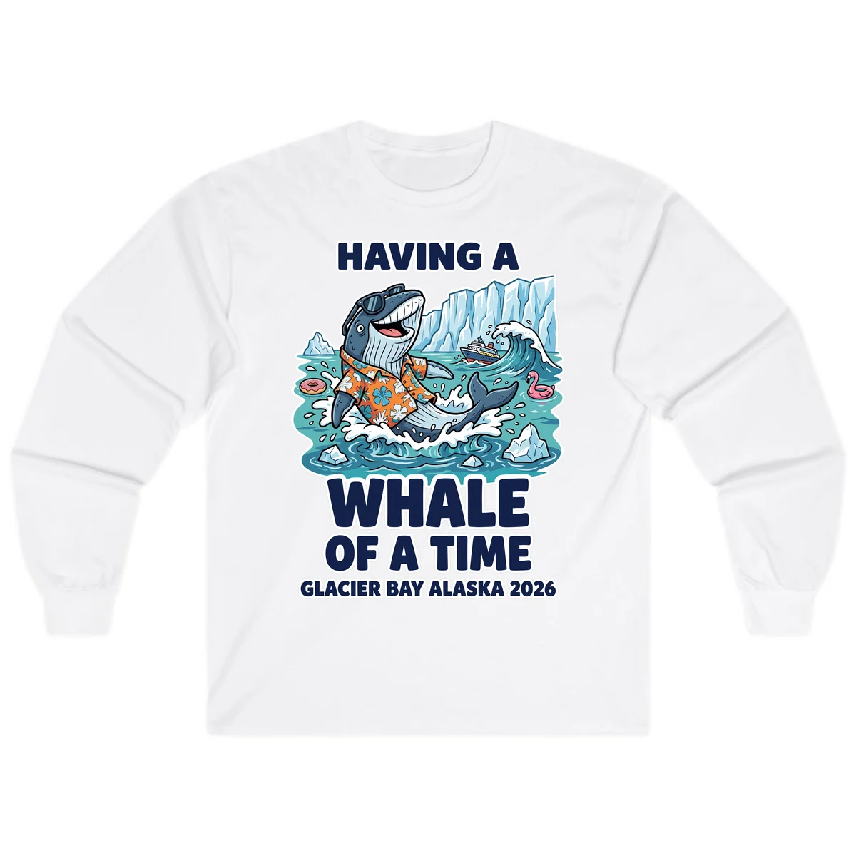 Having A Whale Of A Time Glacier Bay Long Sleeve Tee in White
