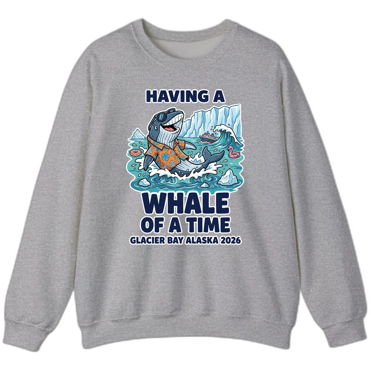 Having A Whale Of A Time Glacier Bay Crewneck Sweatshirt in Sport Grey