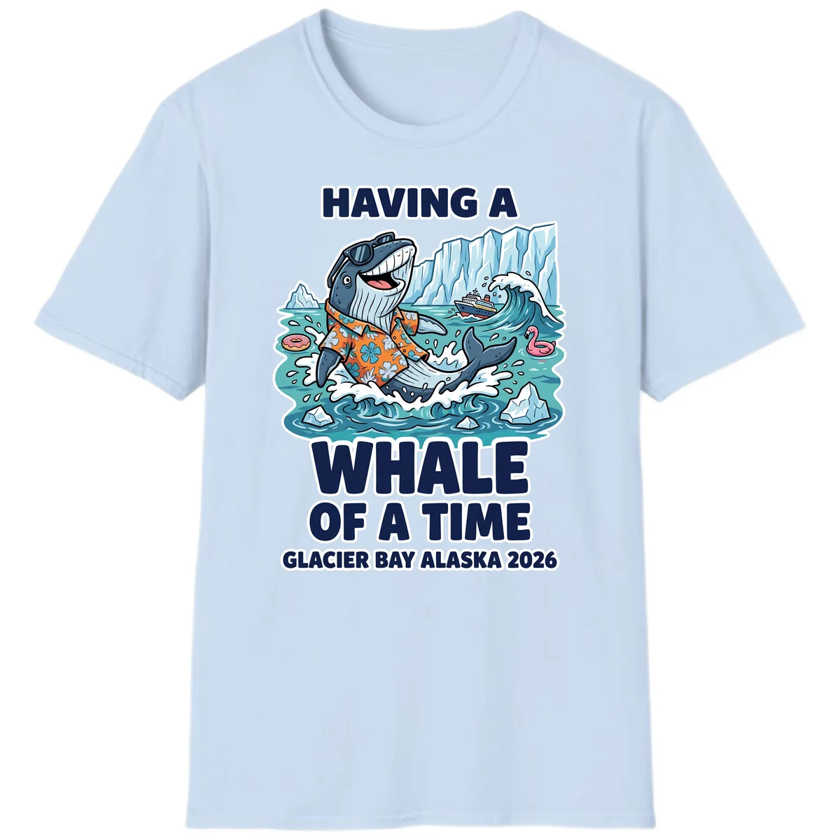Having A Whale Of A Time Glacier Bay T-Shirt in Light Blue