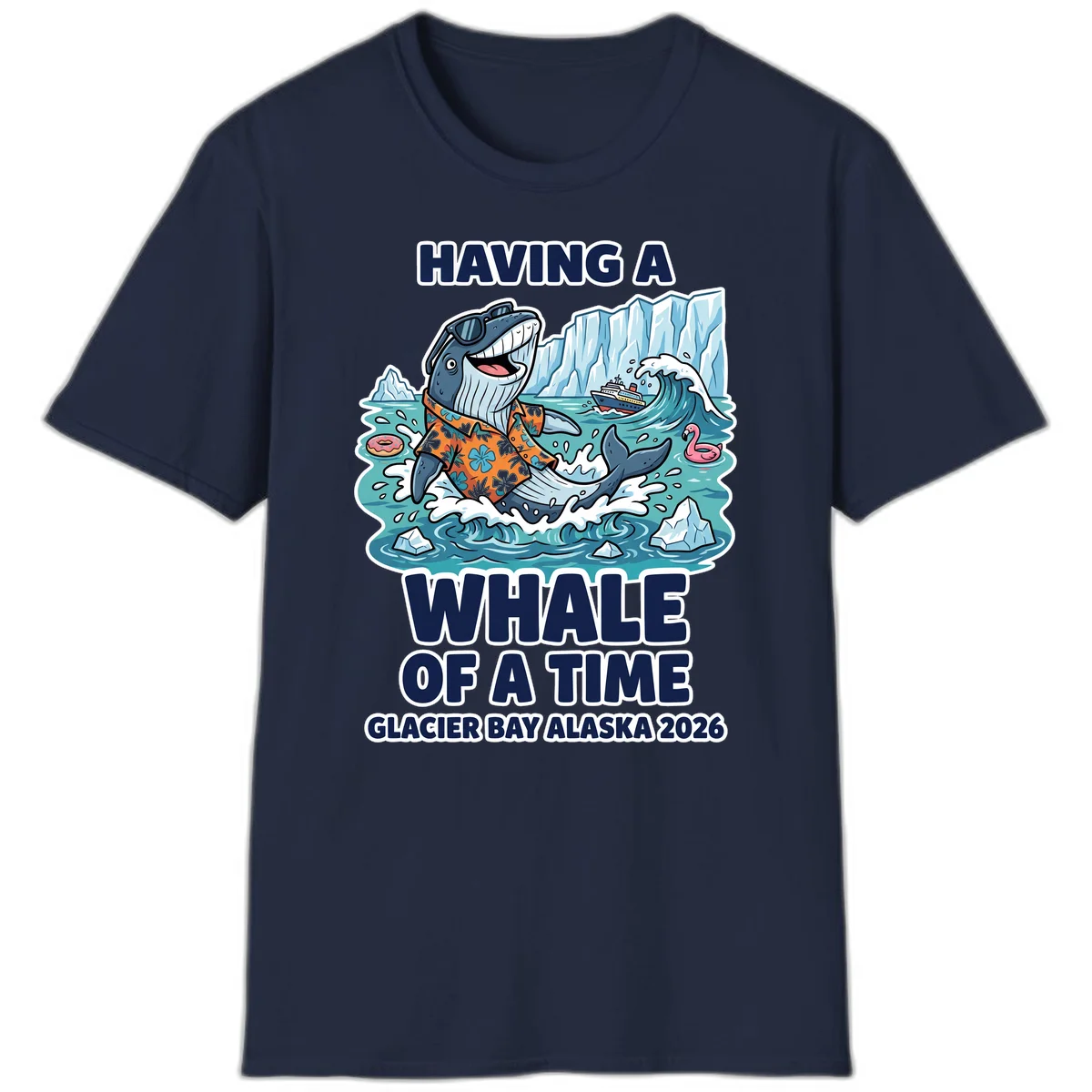 Having A Whale Of A Time Glacier Bay T-Shirt in Navy