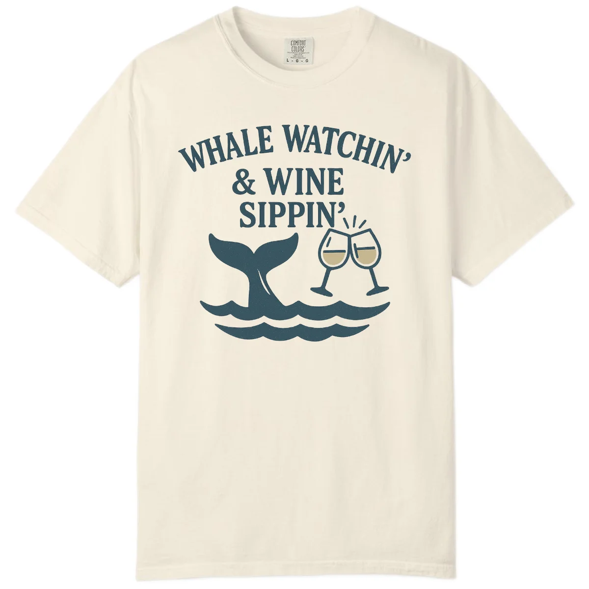 Whale Watchin' & Wine Sippin' Comfort Color in Ivory