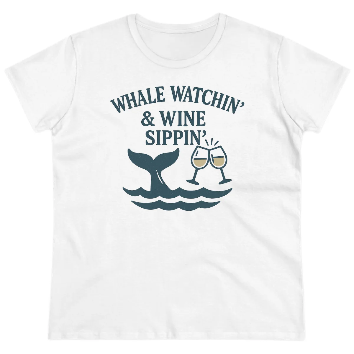 Whale Watchin' & Wine Sippin' Ladies Tee in White