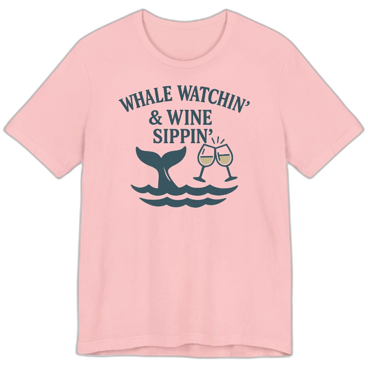 Whale Watchin' & Wine Sippin' Premium Tee in Pink