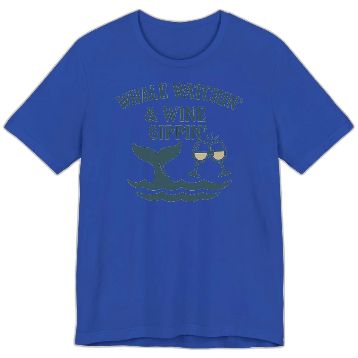 Whale Watchin' & Wine Sippin' Premium Tee in True Royal