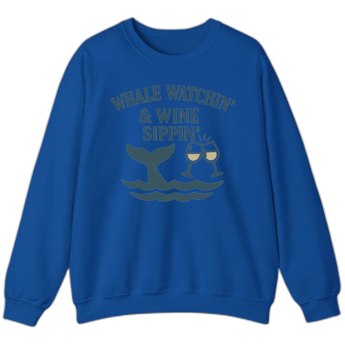 Whale Watchin' & Wine Sippin' Sweatshirt in Royal