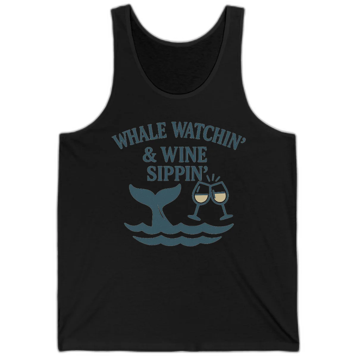 Whale Watchin' & Wine Sippin' Tank in Black