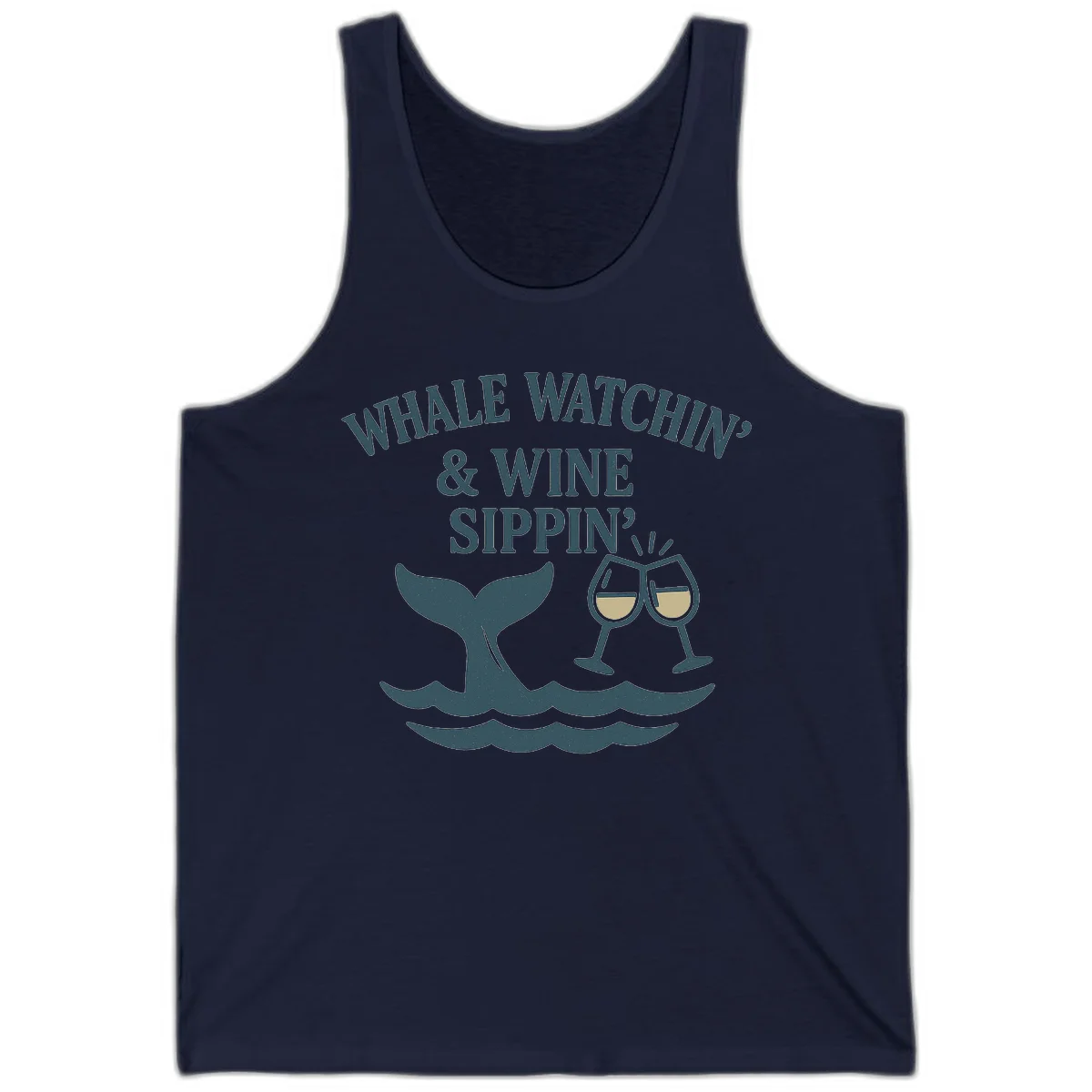 Whale Watchin' & Wine Sippin' Tank in Navy