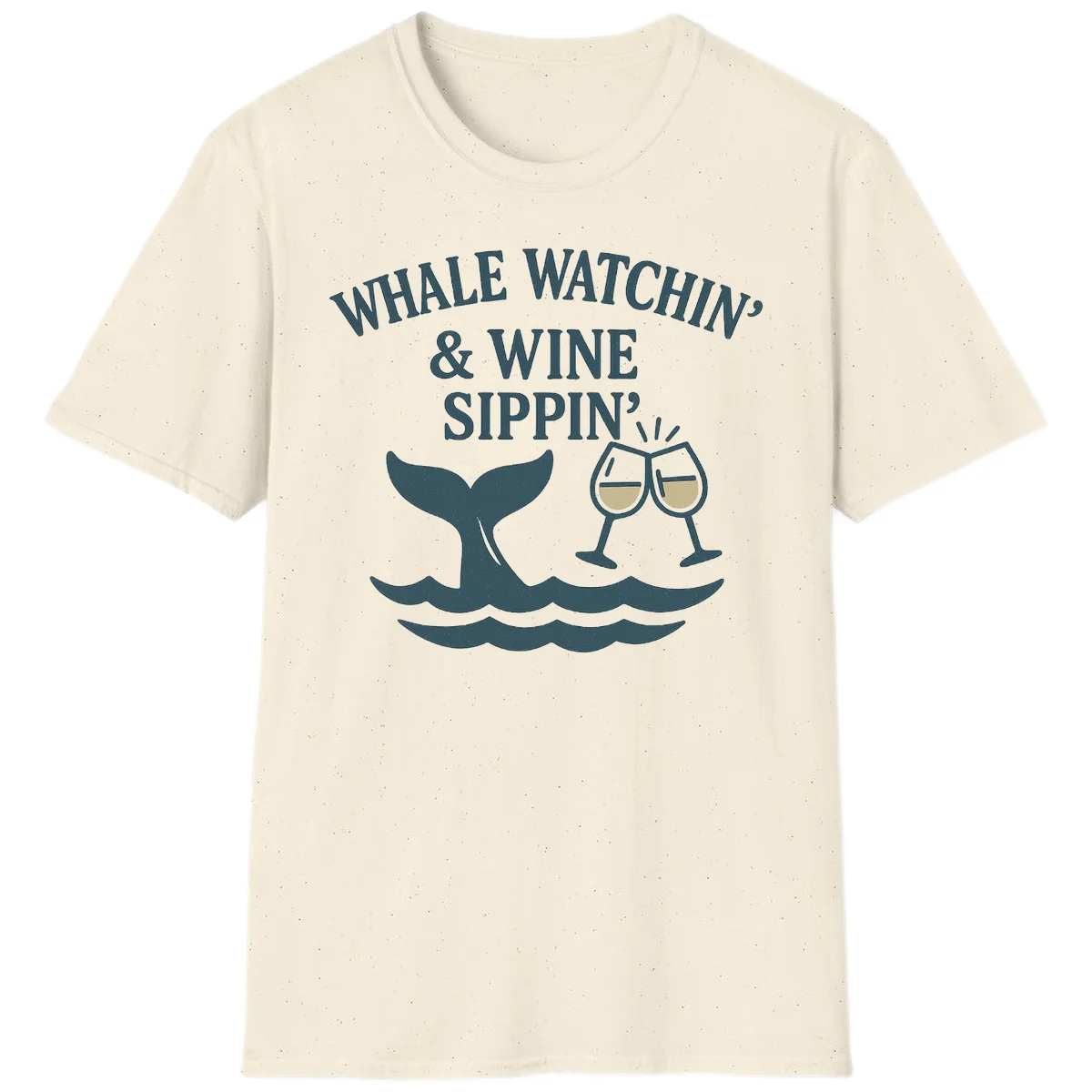 Whale Watchin' & Wine Sippin' T-Shirt in Natural