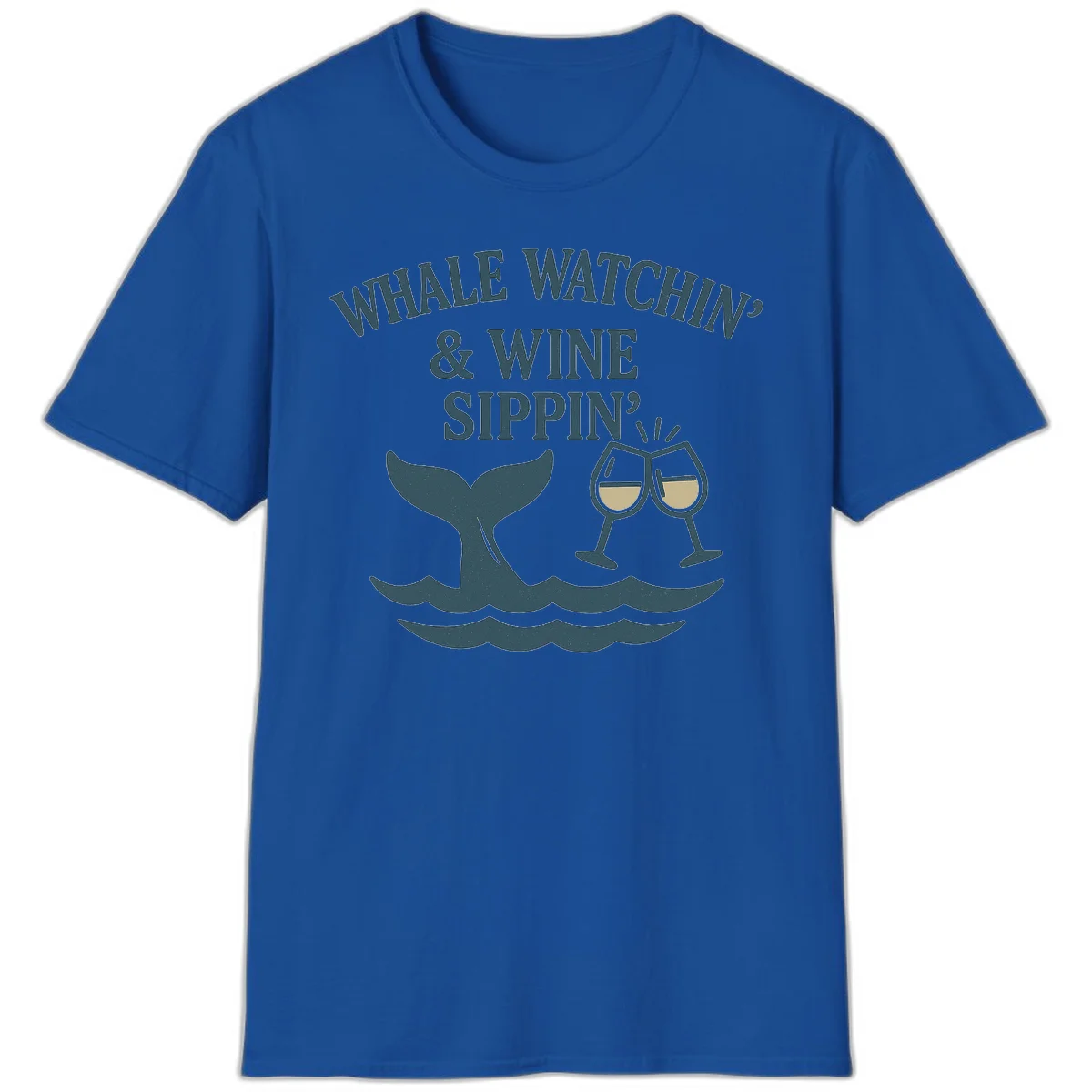 Whale Watchin' & Wine Sippin' T-Shirt in Royal