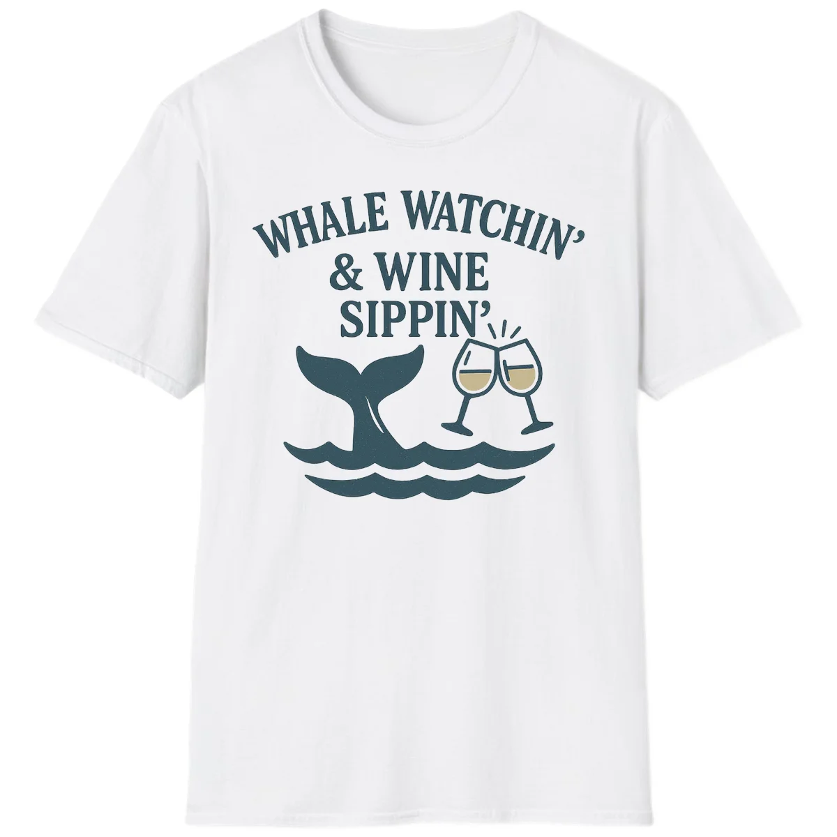 Whale Watchin' & Wine Sippin' T-Shirt in White