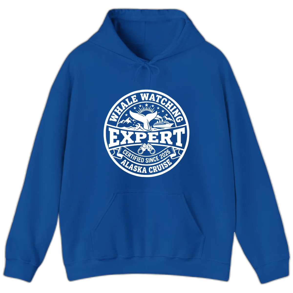 Whale Watching Expert Alaska Cruise Badge Hoodie in Royal