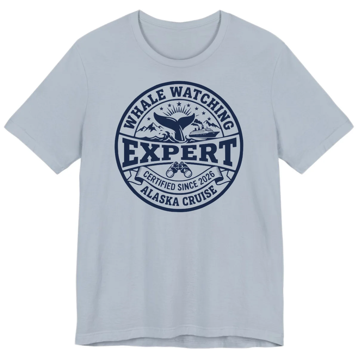 Whale Watching Expert Alaska Cruise Badge Premium Tee in Light Blue