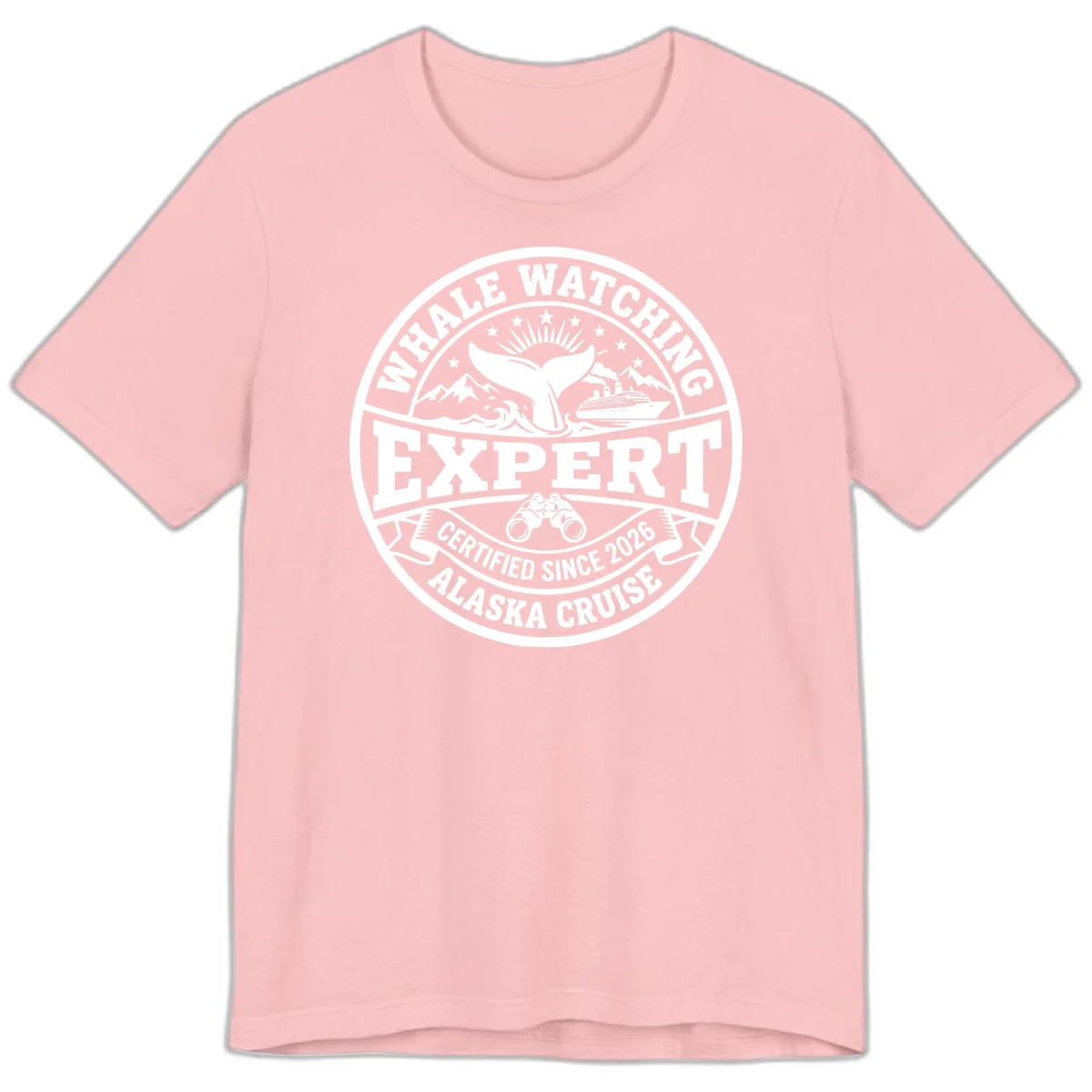 Whale Watching Expert Alaska Cruise Badge Premium Tee in Pink