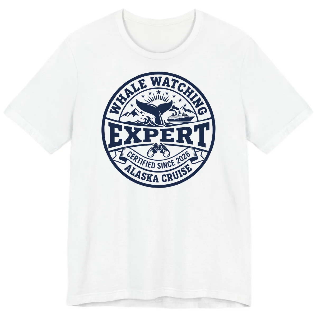 Whale Watching Expert Alaska Cruise Badge Premium Tee in White