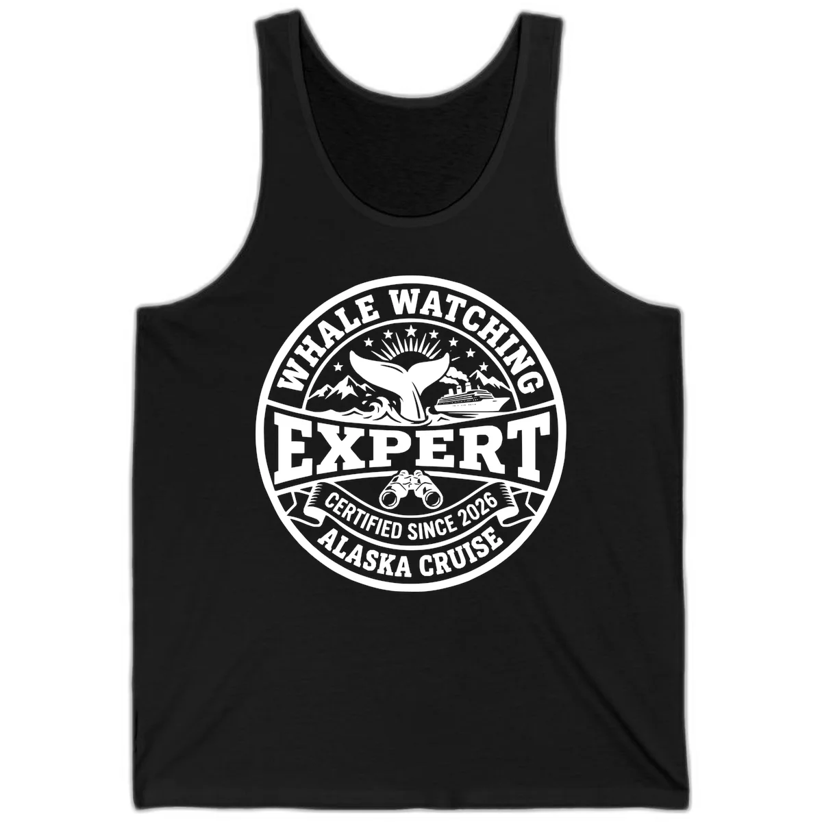 Whale Watching Expert Alaska Cruise Badge Tank in Black