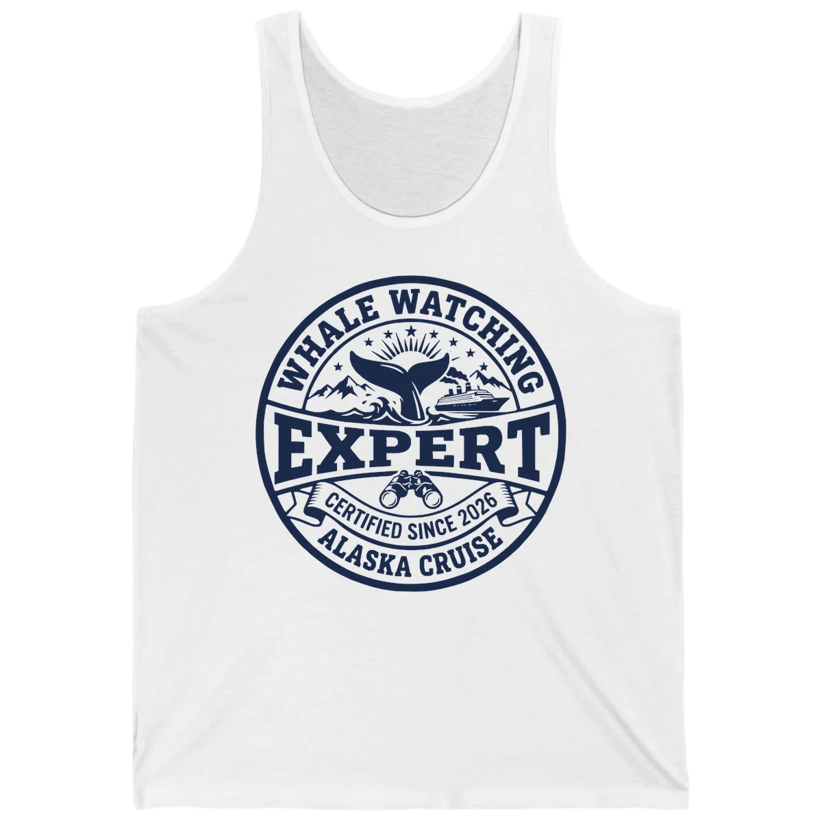 Whale Watching Expert Alaska Cruise Badge Tank in White