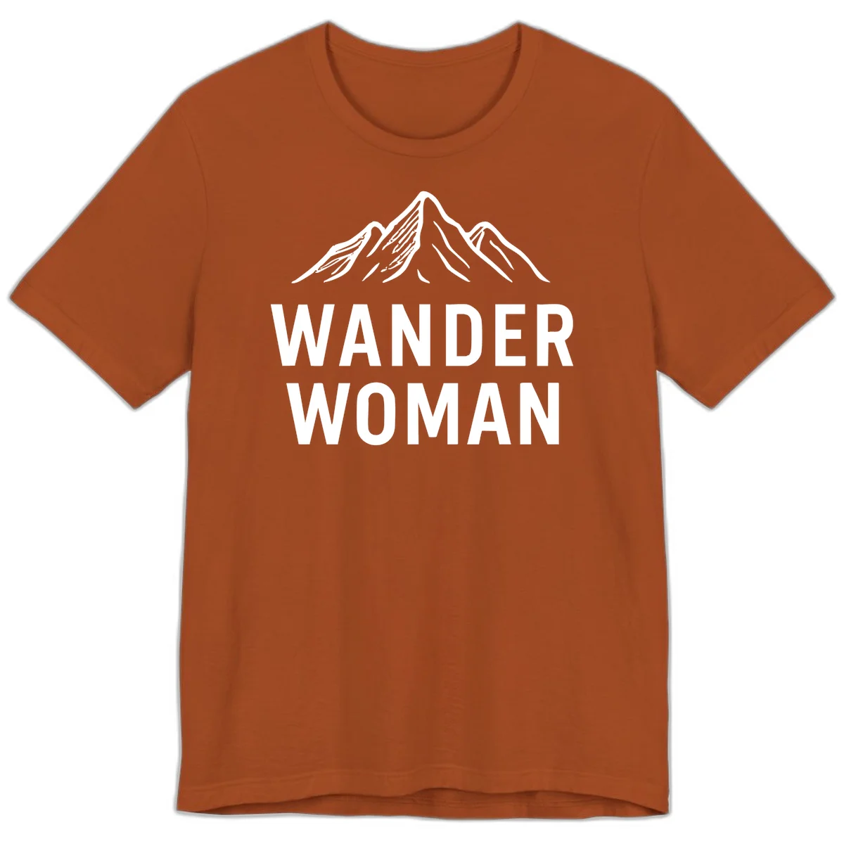 Wander woman mountain design featuring minimalist snow-capped peaks in white line art on gray background in Autumn