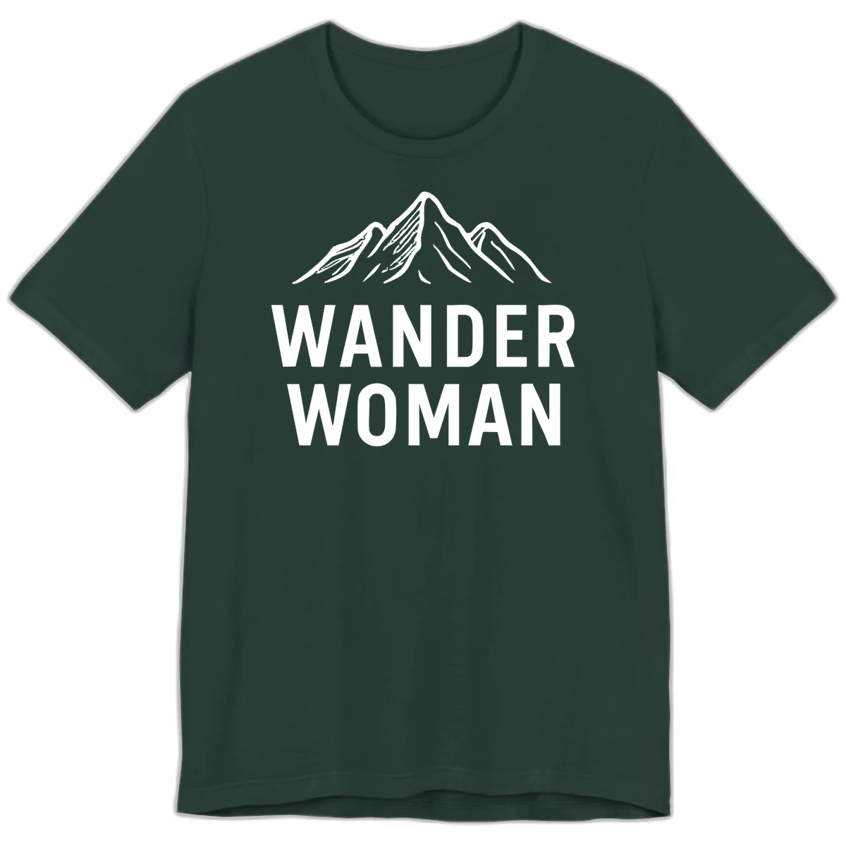Wander woman mountain design featuring minimalist snow-capped peaks in white line art on gray background in Forest