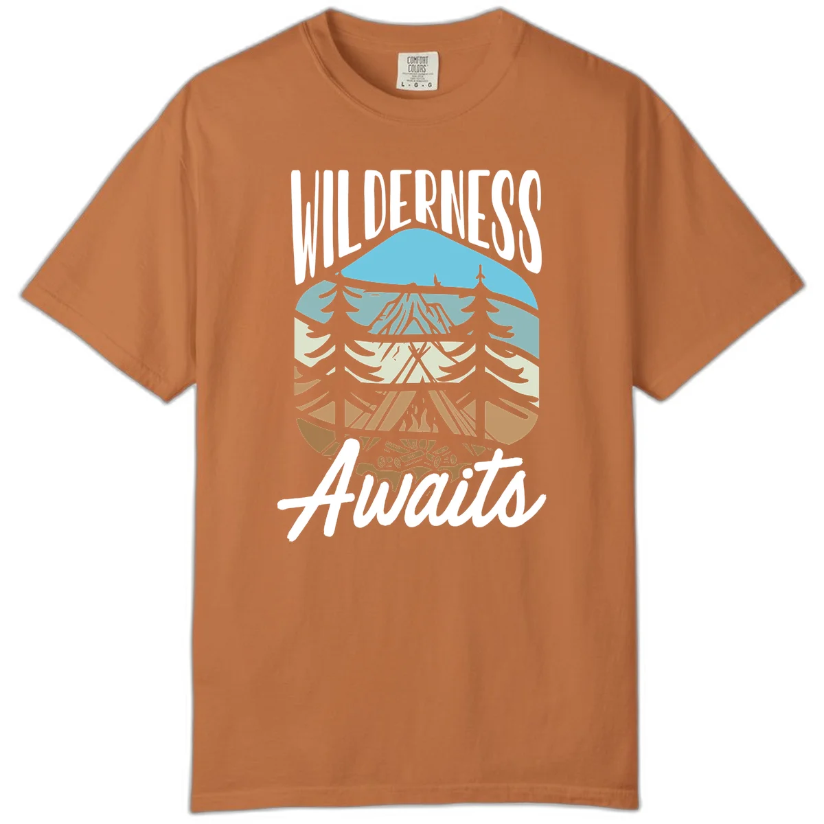 Wilderness awaits layered design showing mountain, forest, and underground ecosystem cross-section with white text. in Yam