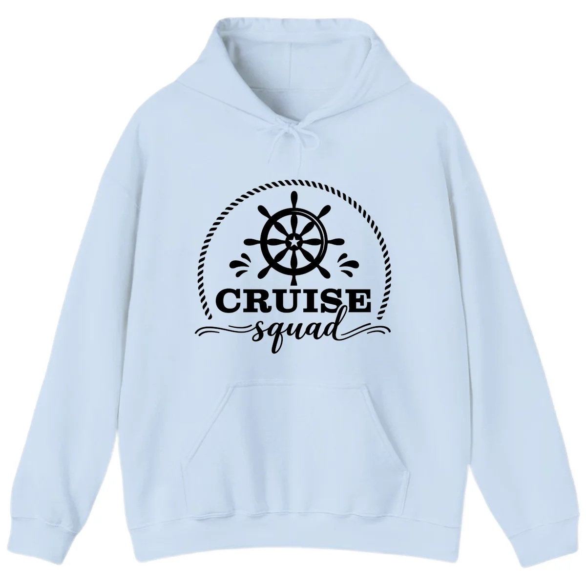 Cruise Squad Nautical Wheel Hoodie in Light Blue