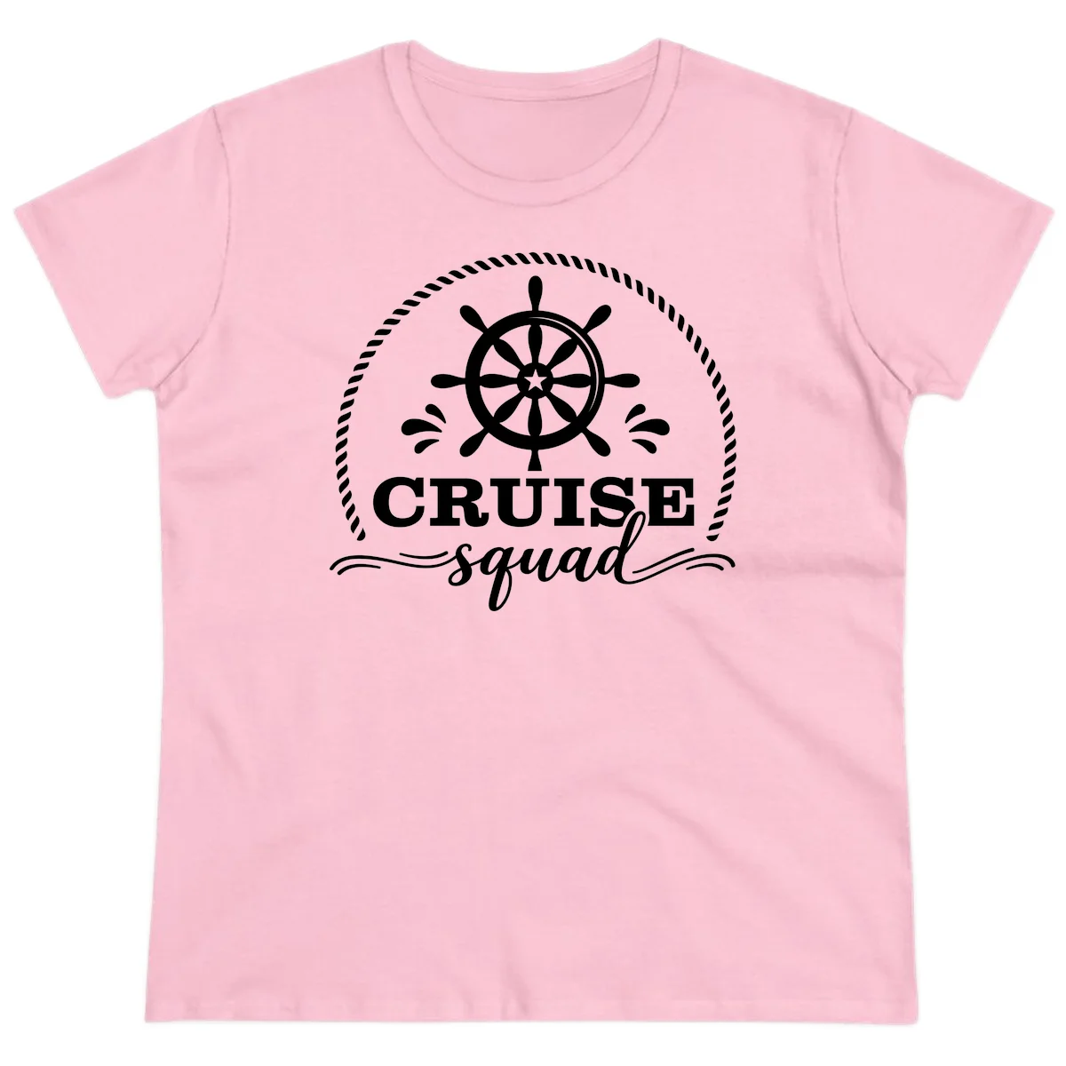 Cruise Squad Nautical Wheel Ladies Tee in Light Pink