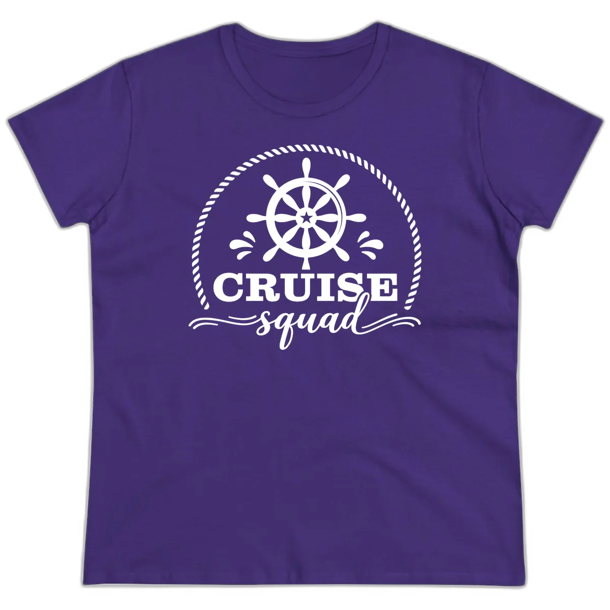 Cruise Squad Nautical Wheel Ladies Tee in Purple