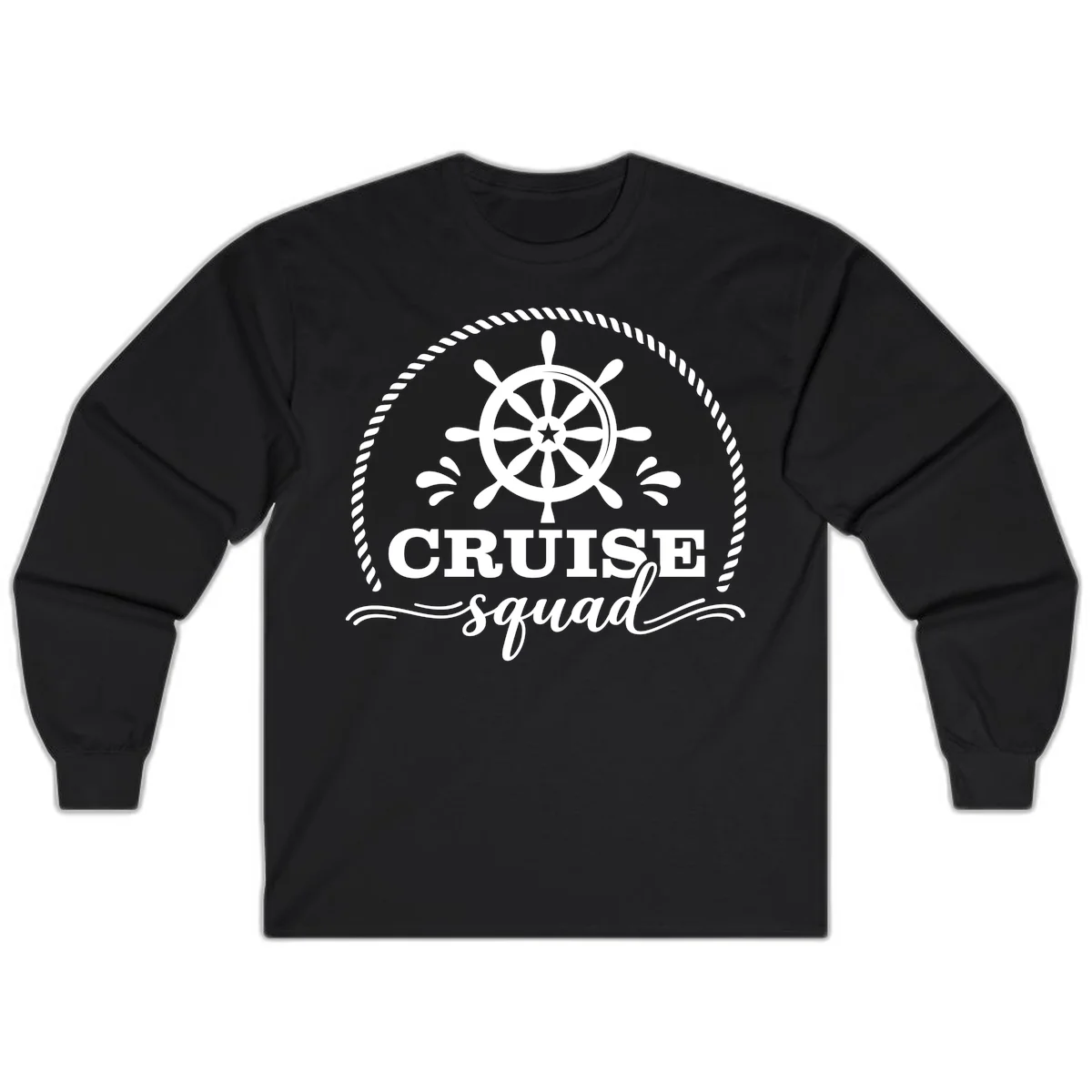 Cruise Squad Nautical Wheel Long Sleeve in Black