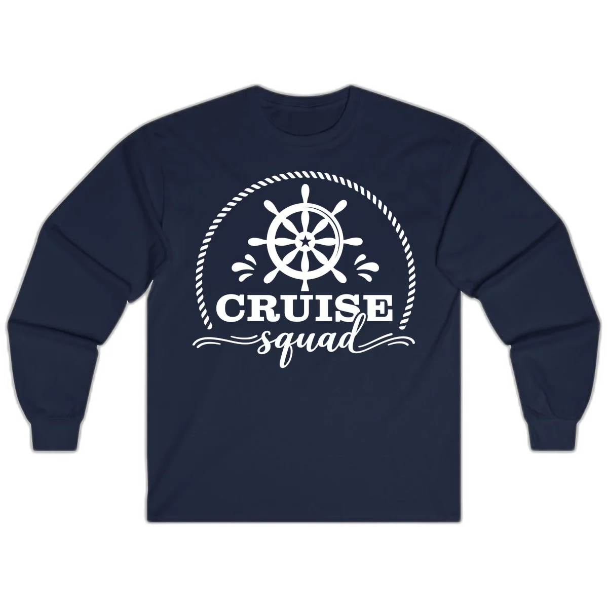 Cruise Squad Nautical Wheel Long Sleeve in Navy