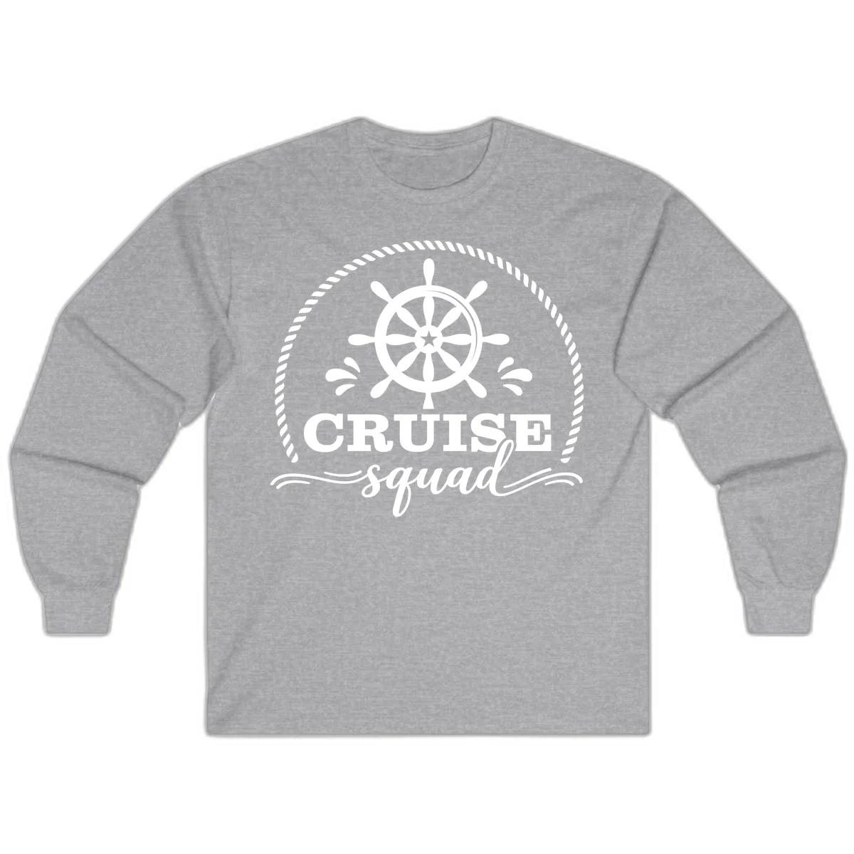 Cruise Squad Nautical Wheel Long Sleeve in Sport Grey