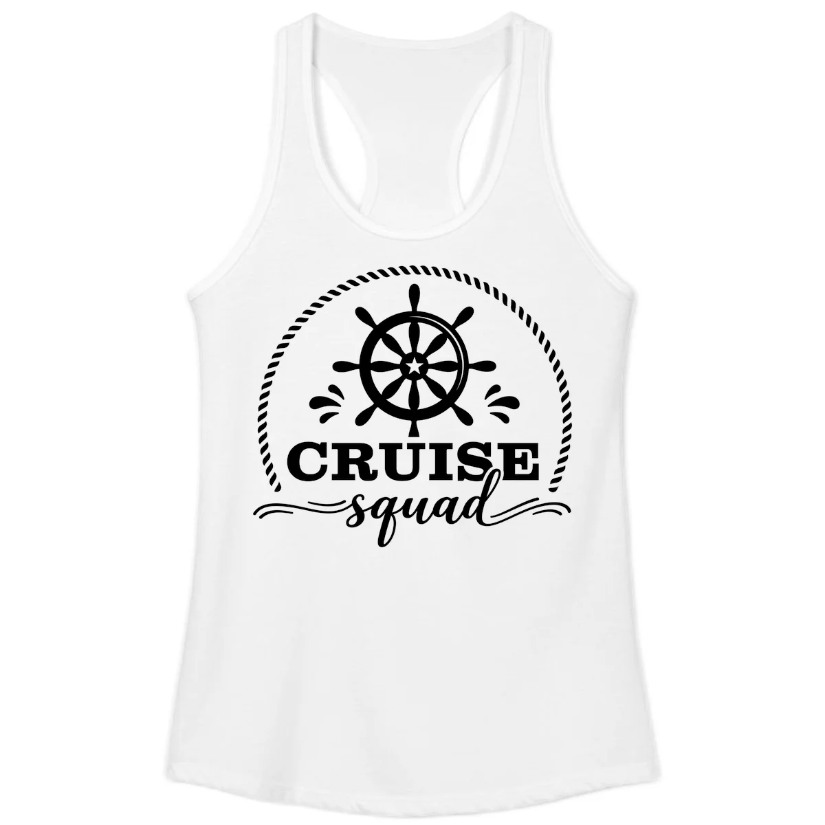 Cruise Squad Nautical Wheel Ladies Tank in White
