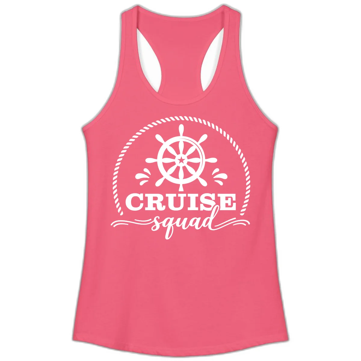 Cruise Squad Nautical Wheel Ladies Tank in Hot Pink