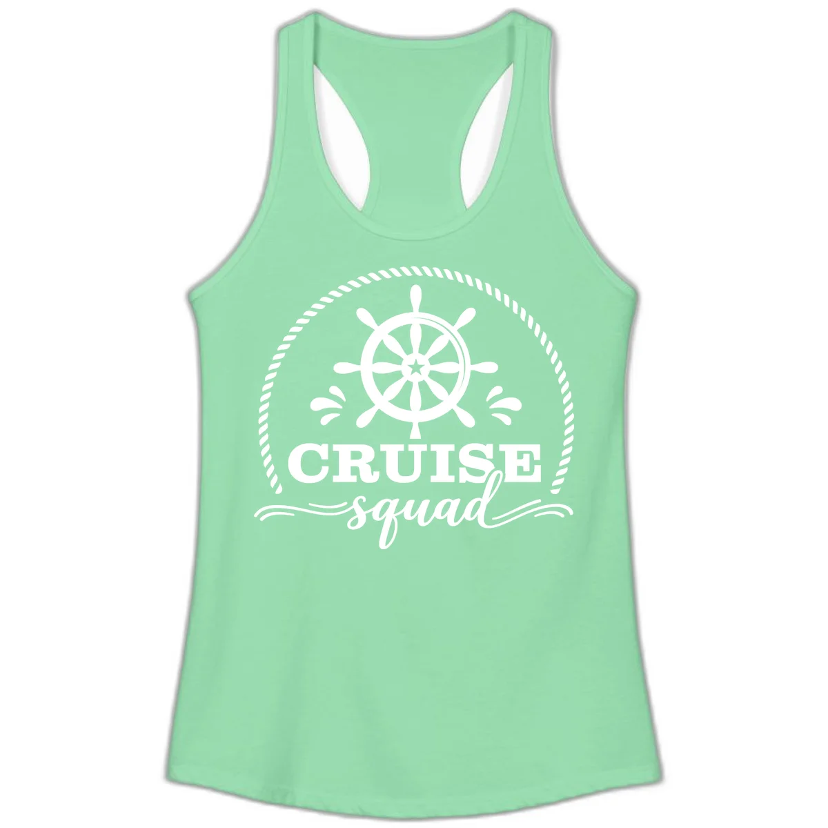Cruise Squad Nautical Wheel Ladies Tank in Solid Mint