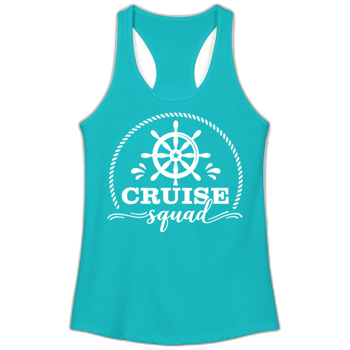 Cruise Squad Nautical Wheel Ladies Tank in Tahiti Blue