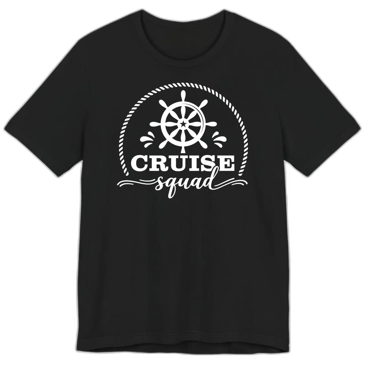 Cruise Squad Nautical Wheel Premium T-Shirt in Black