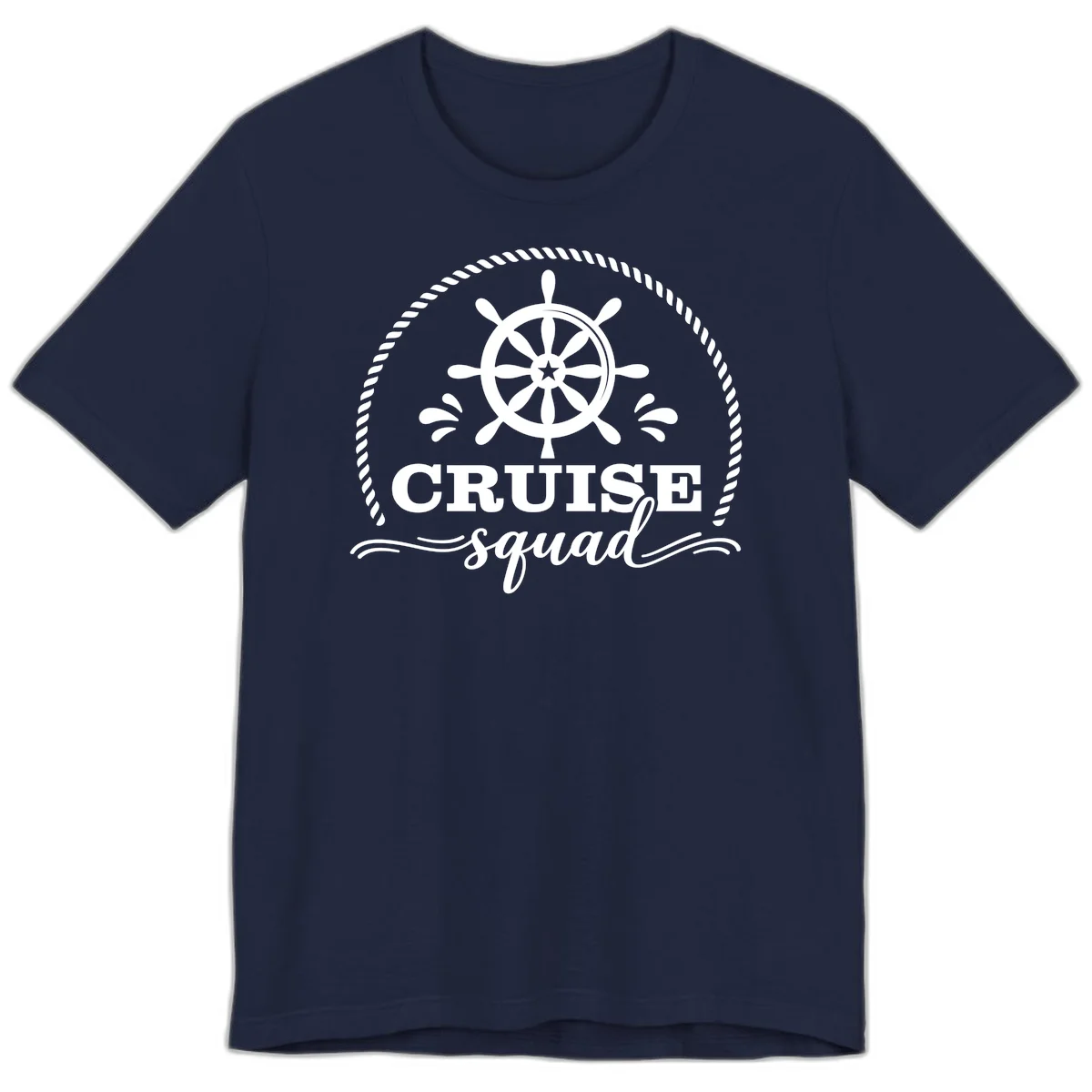 Cruise Squad Nautical Wheel Premium T-Shirt in Navy