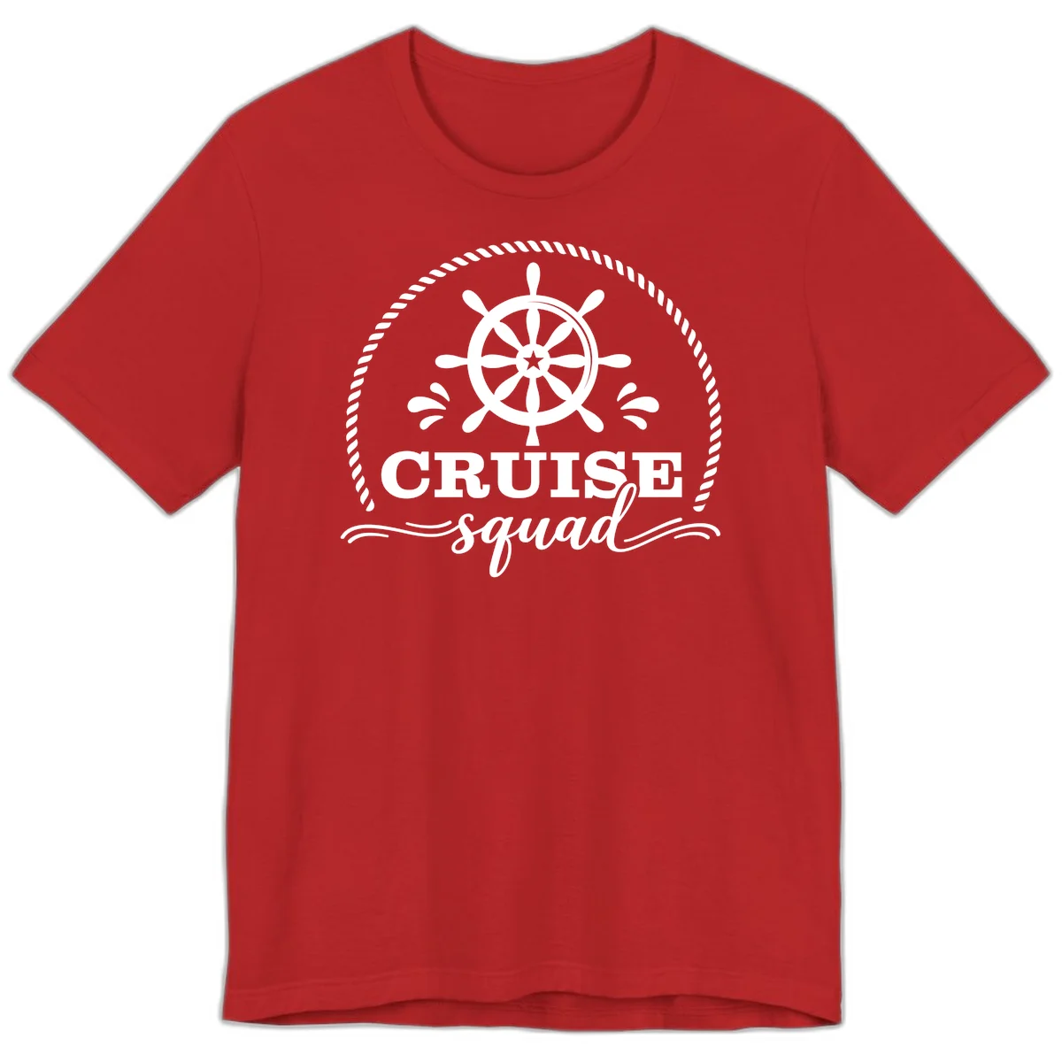 Cruise Squad Nautical Wheel Premium T-Shirt in Red