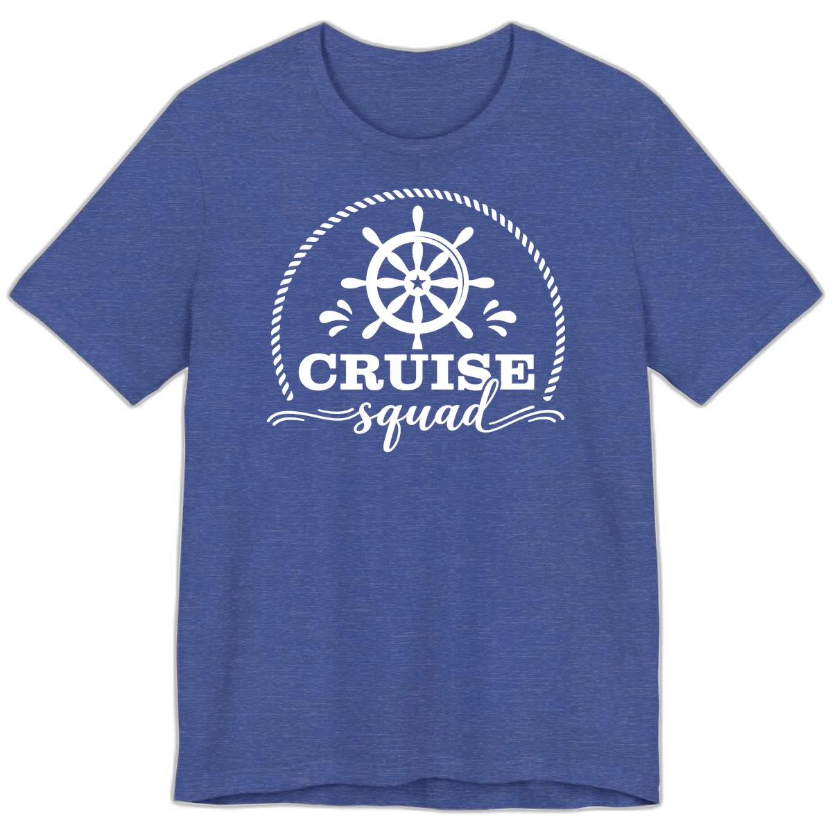 Cruise Squad Nautical Wheel Premium T-Shirt in Heather True Royal