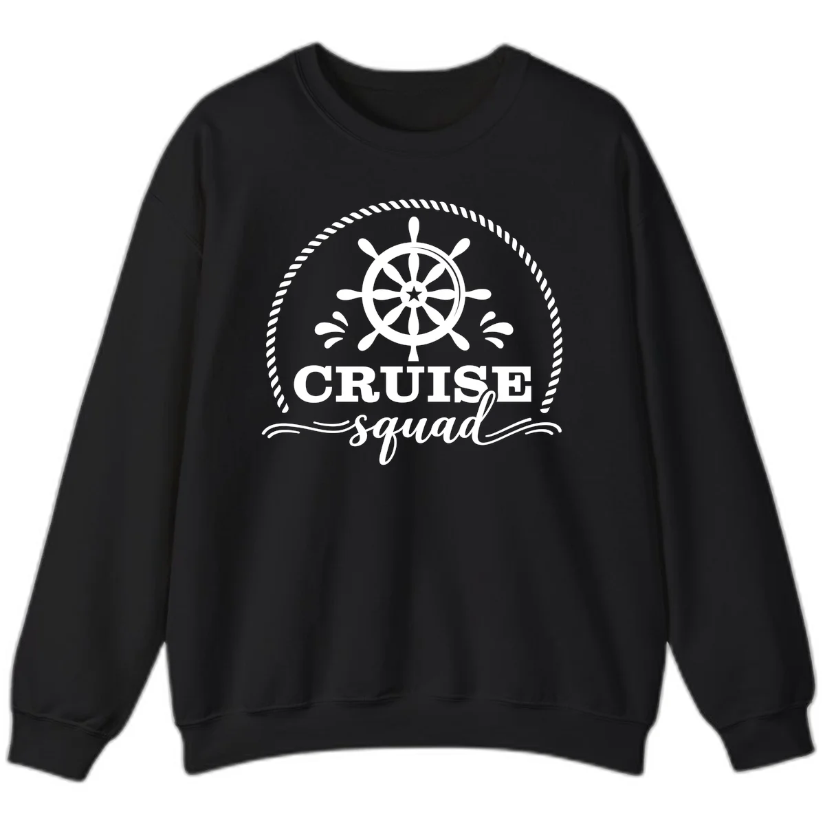 Cruise Squad Nautical Wheel Sweatshirt in Black
