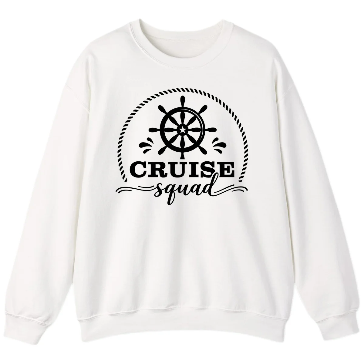 Cruise Squad Nautical Wheel Sweatshirt in White