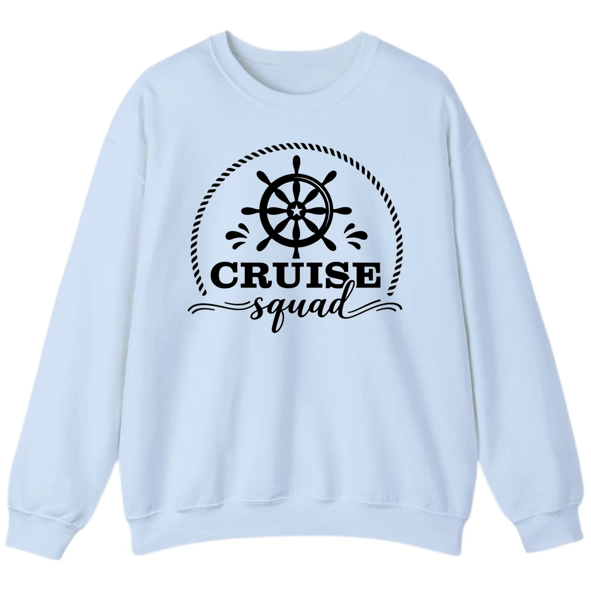 Cruise Squad Nautical Wheel Sweatshirt in Light Blue